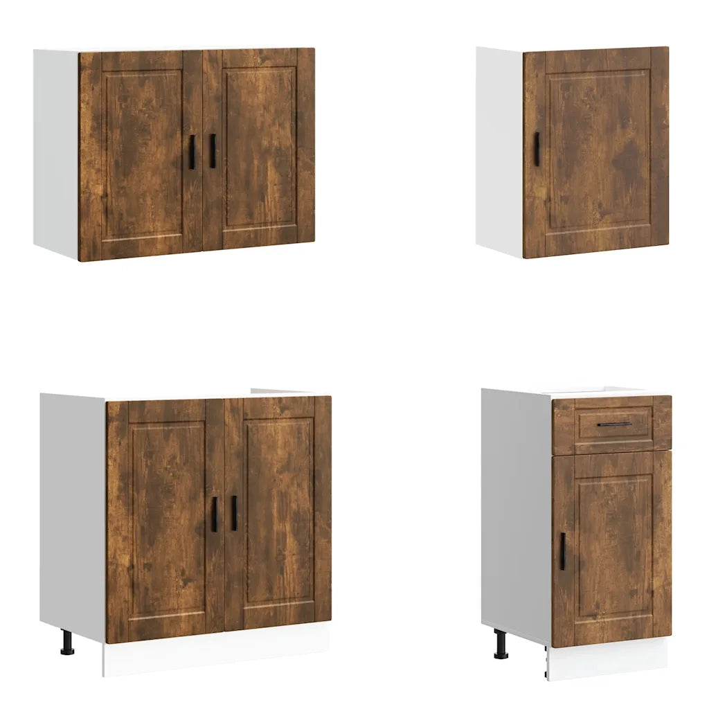 Set Mobili da Cucina 7 pz Porto Rovere Fumo Legno Multistrato 3314786