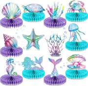 Decorazione di festa per bambini - Set di stelle di seta per tema mare per compleanni dei bambini e babymoon - 12 pezzi.