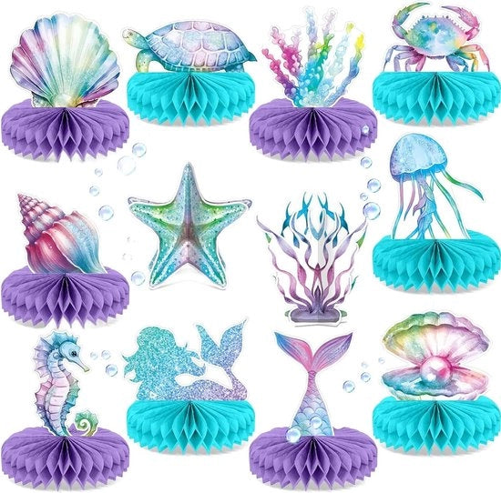 Decorazione di festa per bambini - Set di stelle di seta per tema mare per compleanni dei bambini e babymoon - 12 pezzi.
