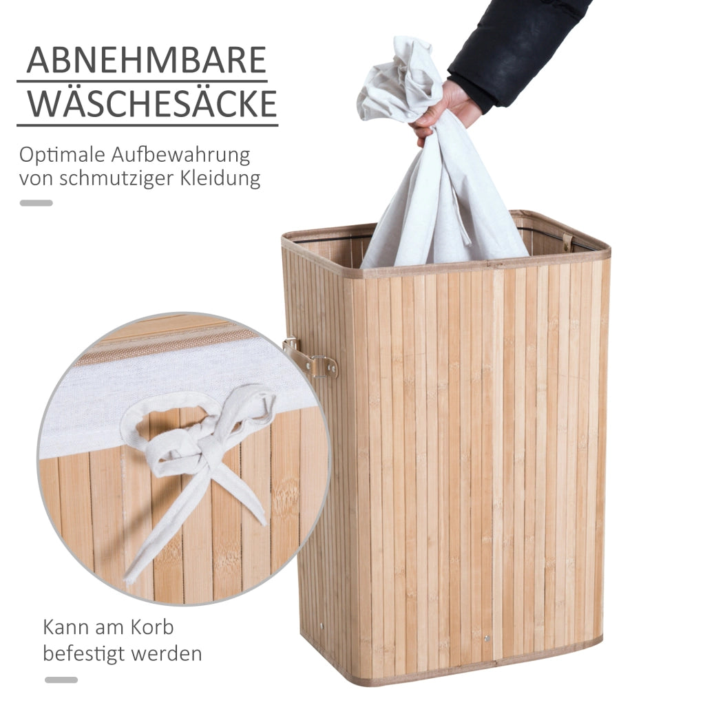 Cestino per biancheria 72L con coperchio e maniglia ¨C zephmum ¨C Naturale 40x30x60 cm