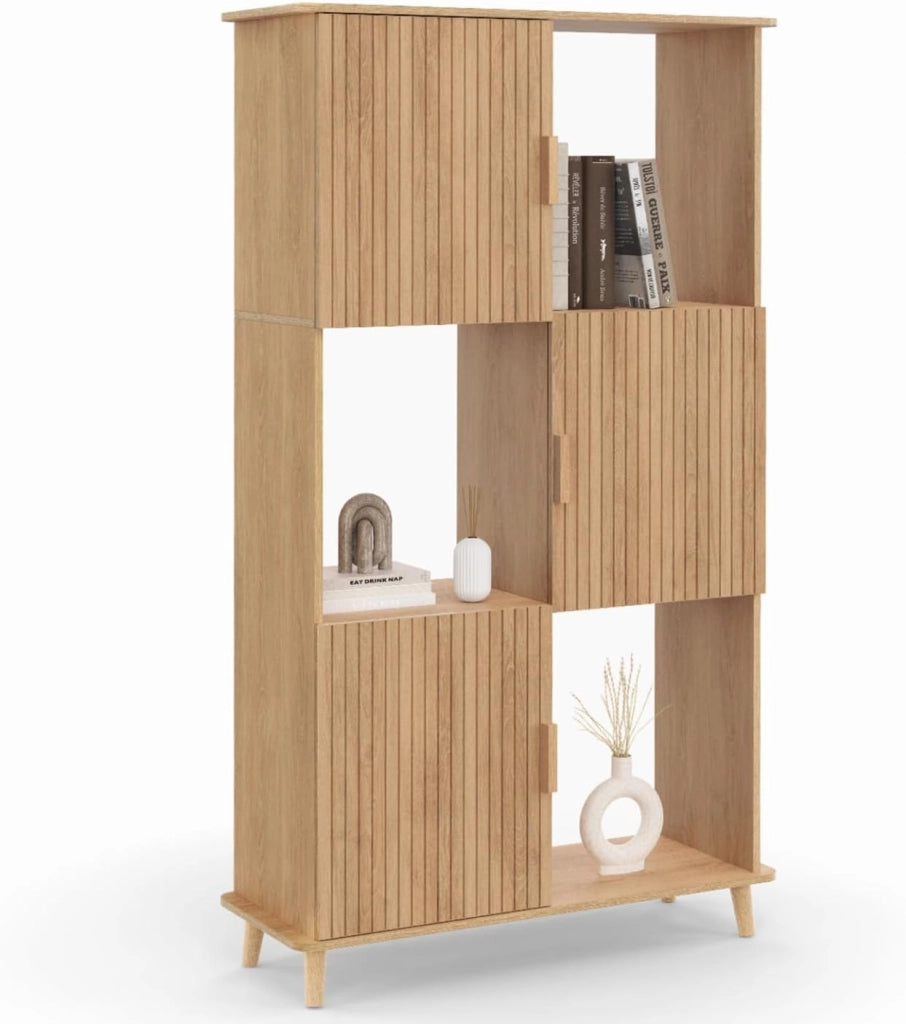6 ripiani JULIETTE con doghe in legno color rovere e armadietto