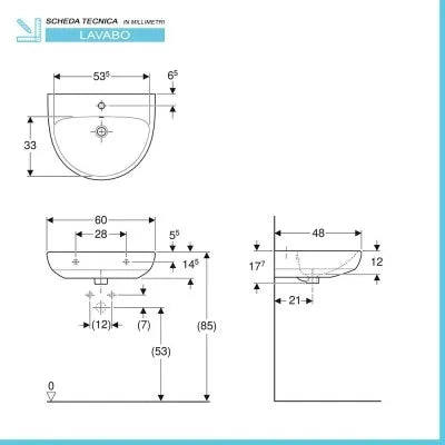 Lavabo sospeso Geberit 60 cm in ceramica bianco  Selnova
