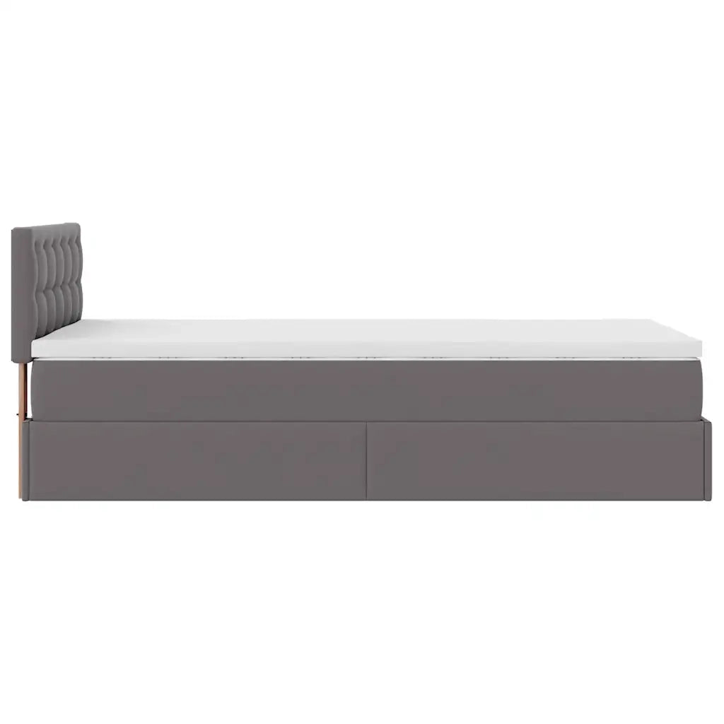 Struttura Letto Pouf con Materasso Grigio 90x200 cm Similpelle 3312135