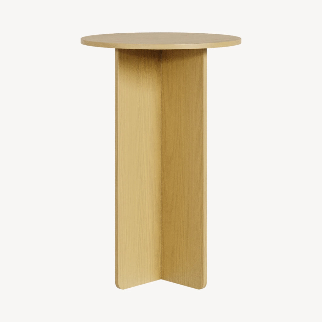 Tavolino Laterale Vappevn con Piano Rotondo 60 x Ø40 cm - Effetto Rovere [en.casa]