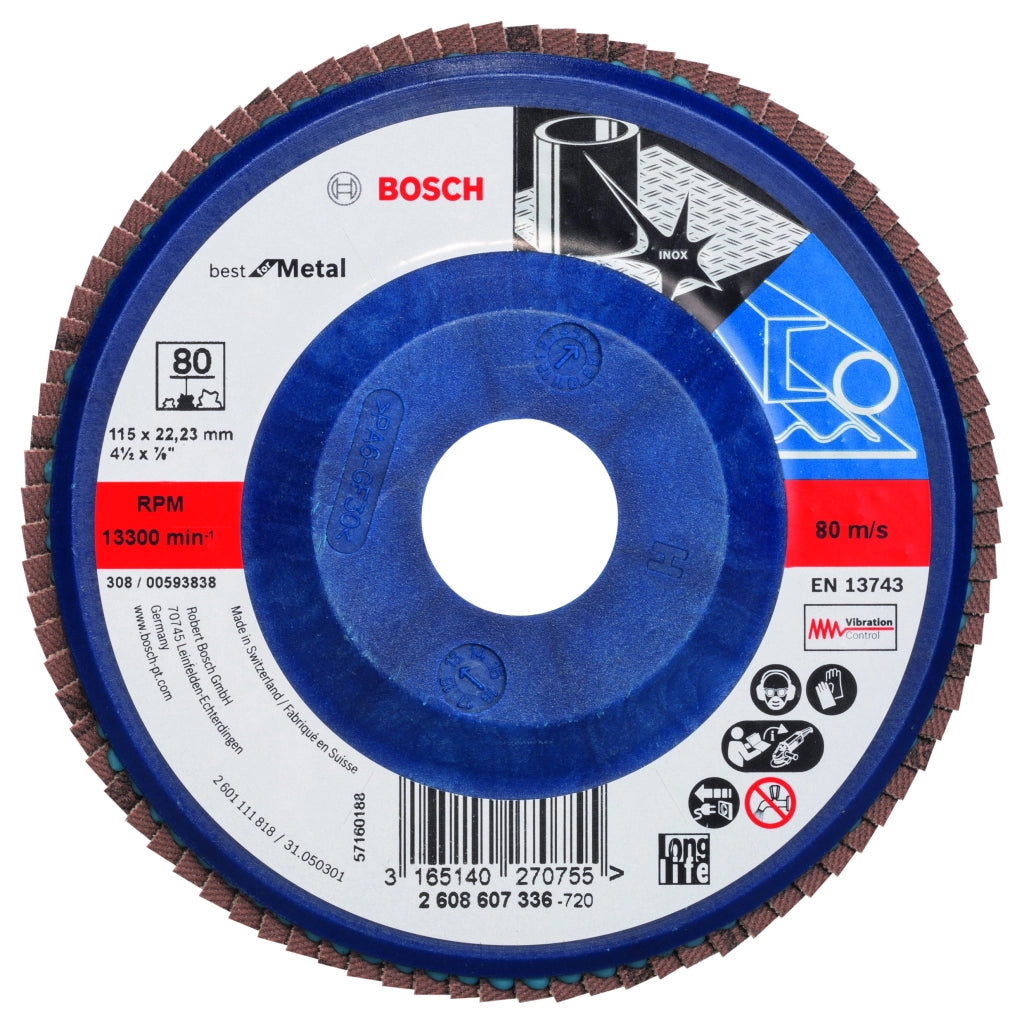 2608607336 - Disco lamellare X571, Best for Metal D : 115 mm- G : 80, diritto