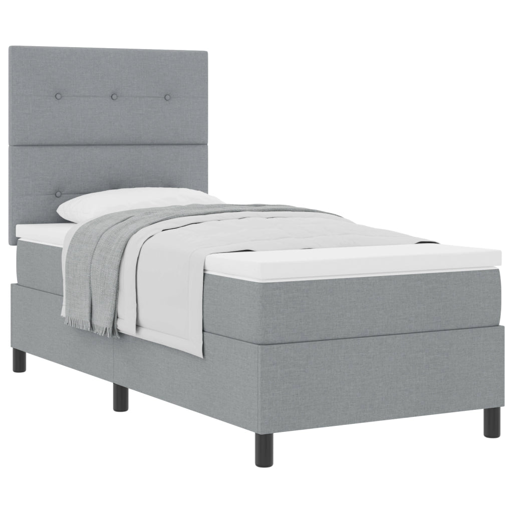 Letto con Box Spring e Materasso Grigio Chiaro 80x200 cm Tessuto