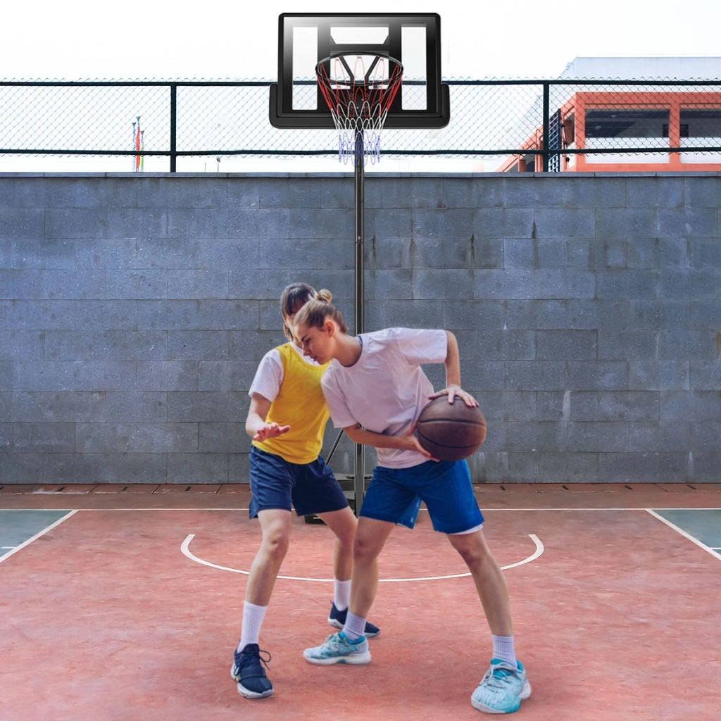 Supporto anello da basket con altezza regolabile 2 ruote incorporate, Anello da basket per adolescenti e adulti-Ricreazione outdoor