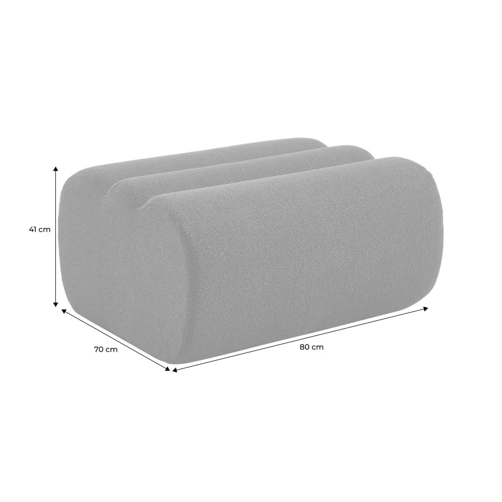 Pouf, poggiapiedi per poltrona nova in bouclé testurizzato, beige