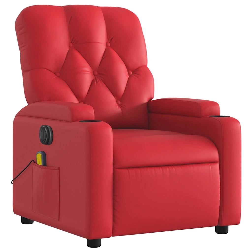 Poltrona Massaggio Elettrica Reclinabile Rosso Similpelle 3204770