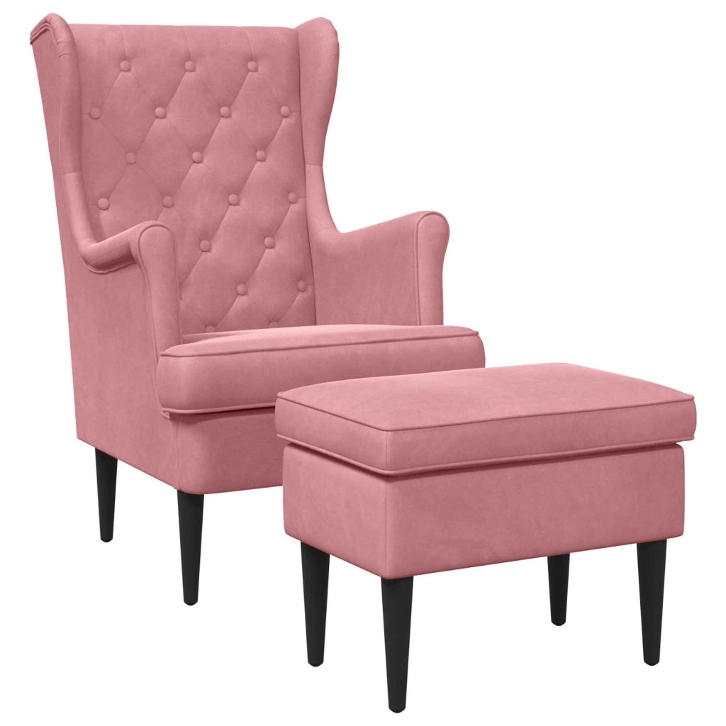 Poltrona con Ottomano 2 pz Rosa Velluto 3418822