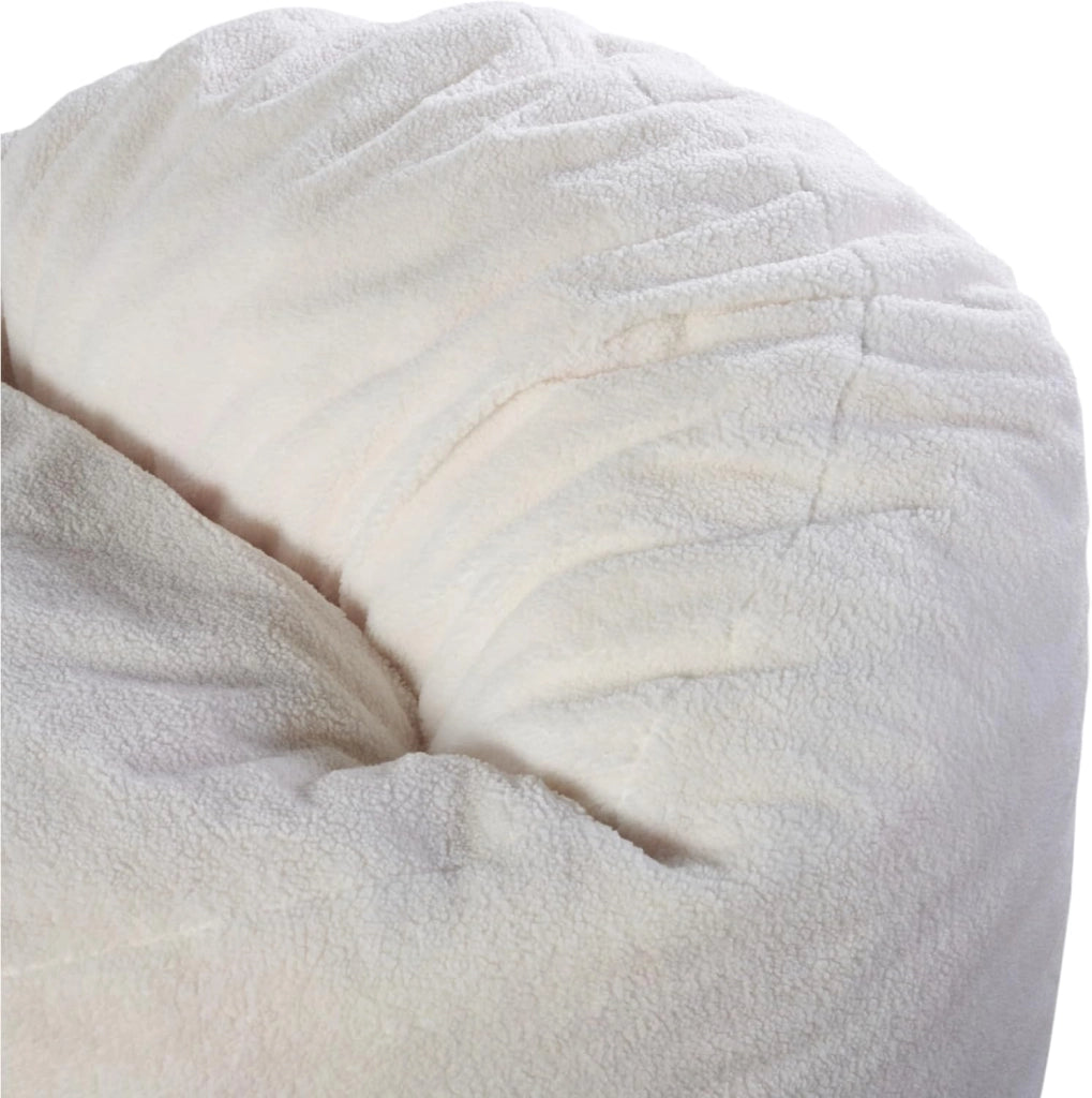 Pouf Poltrona a Sacco - Imbottitura in Schiuma Confortevole - Tessuto Sherpa Morbido - Ottimo Supporto per la Schiena - Pouf Divano Gigante (100 cm, Bianco)
