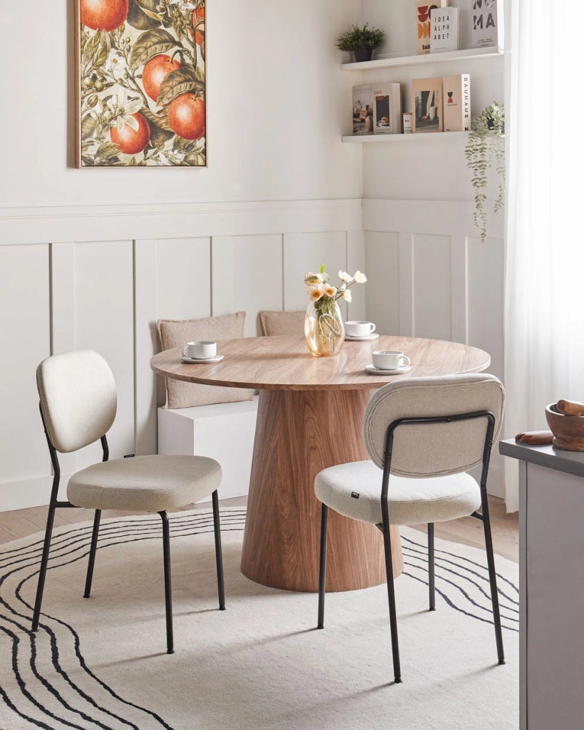 Set di 2 sedie da pranzo senza braccioli Tappezzeria Beige chiaro stile scandinavo