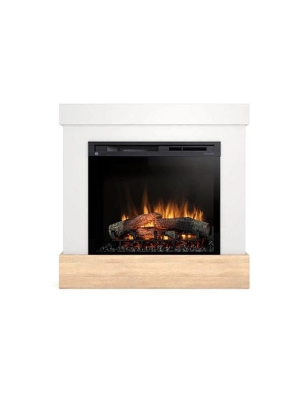 Caminetto Elettrico da pavimento A Libera Installazione A LED - Bianco opaco / Rovere chiaro DIRO 28'