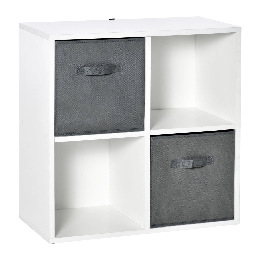Libreria modulare 4 cubi con 2 cassetti ¨C zephmum ¨C bianco e grigio 61,5x30x61,5 cm