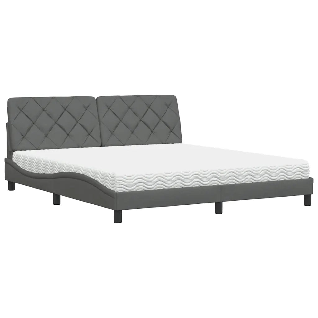Letto con Materasso Grigio Scuro 180x200 cm Tessuto