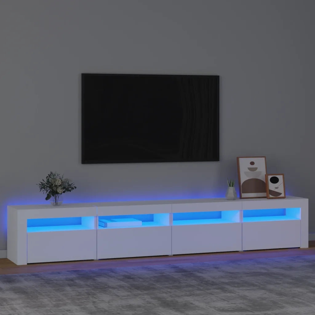 Mobile Porta TV con Luci LED-Mobile per TV-Credenza TV Bianco 240x35x40 cm