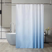 Douchegordino 180 x 200 cm, schiumiformante, impermeabile all'acqua e lavabile, tenda da bagno in bagno, per vasca da bagno e doccia, tessuto di stoffa, bianco a leggero blu, con 12 anelli per douchegordino.