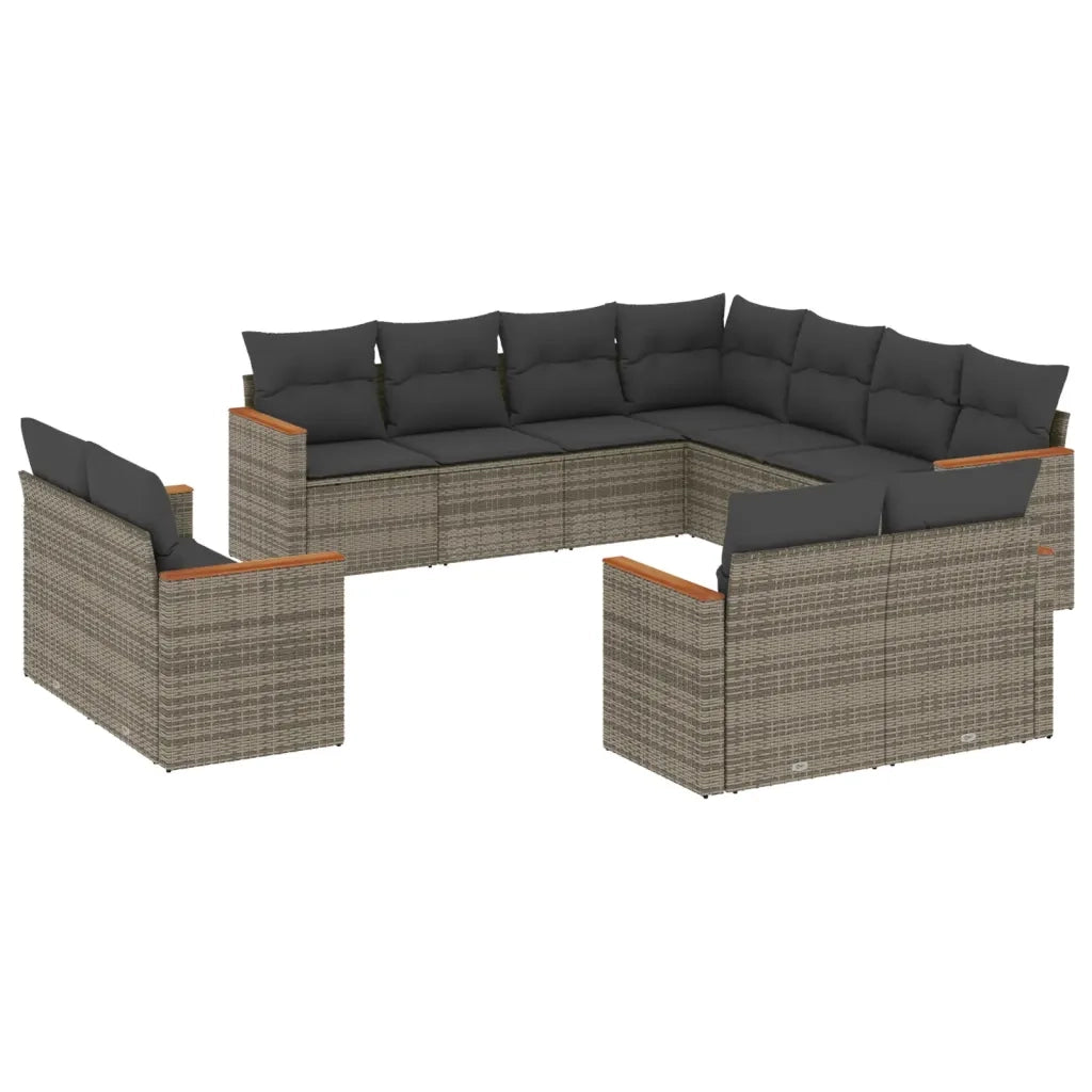 Set Divani da Giardino 11 pz con Cuscini in Polyrattan Grigio 3226501