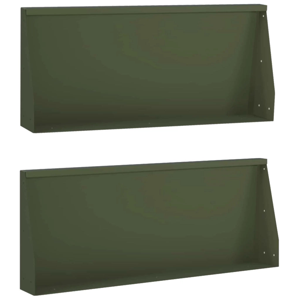 Muro di contenimento 2 pz 100 x 12 x 50 cm Acciaio Verde Oliva 8015153