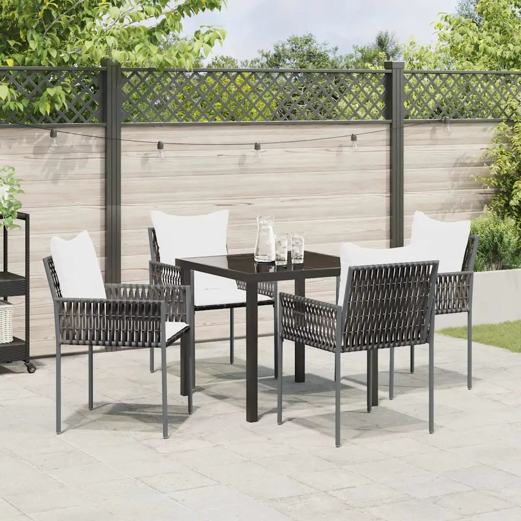 Set da Pranzo per Giardino 5 pcs Marrone e Nero Rattan in PE