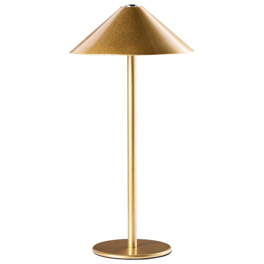 Lampada da tavolo wireless in metallo oro per interni ed esterni con porta USB C ricaricabile