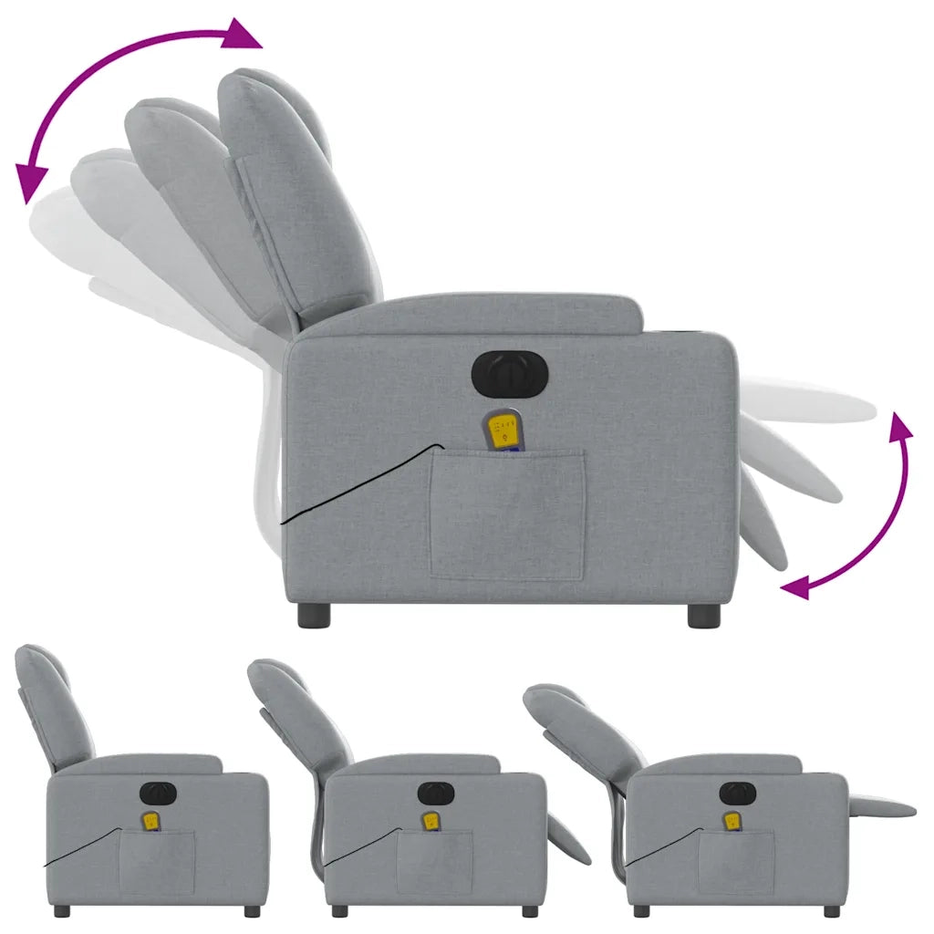 Poltrona Reclinabile Massaggio Elettrica Grigio Chiaro Tessuto 3204356