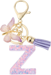 Hanger per chiavi con lettera Z - Hanger farfalla - Regalo per donne - Materiale cera/lega - Lunghezza pennello 4 cm - Lunghezza totale 9,3 cm - Anello per chiavi