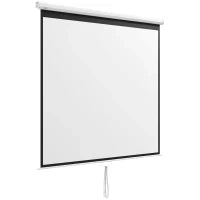 Telo per Proiettore 99" Rapporto 1:1, Fissaggio a Muro e Soffitto per Casa e Ufficio, Bianco