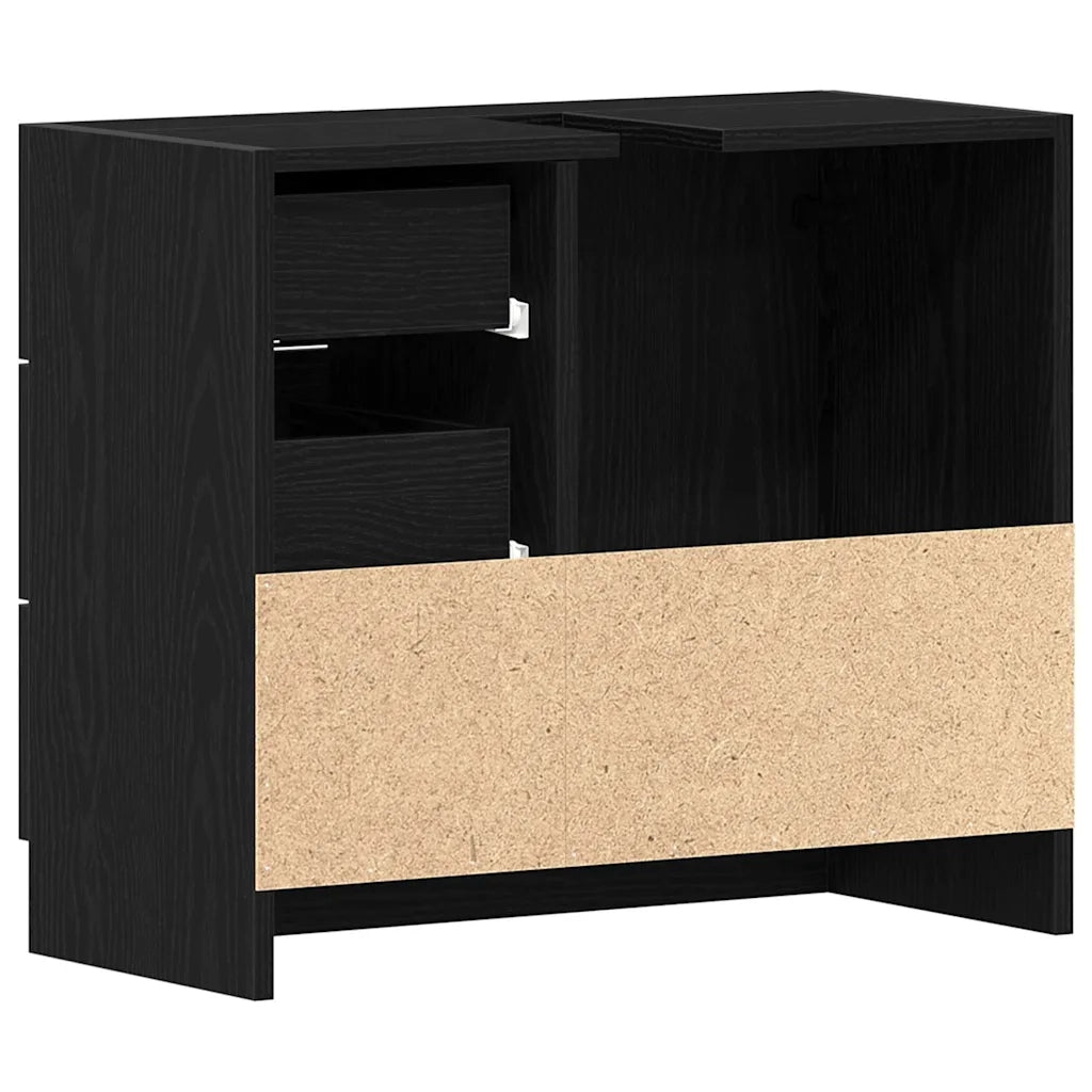 Mobile Lavabo-Armadietto da bagno Rovere Nero 63x30x54 cm in Legno Multistrato