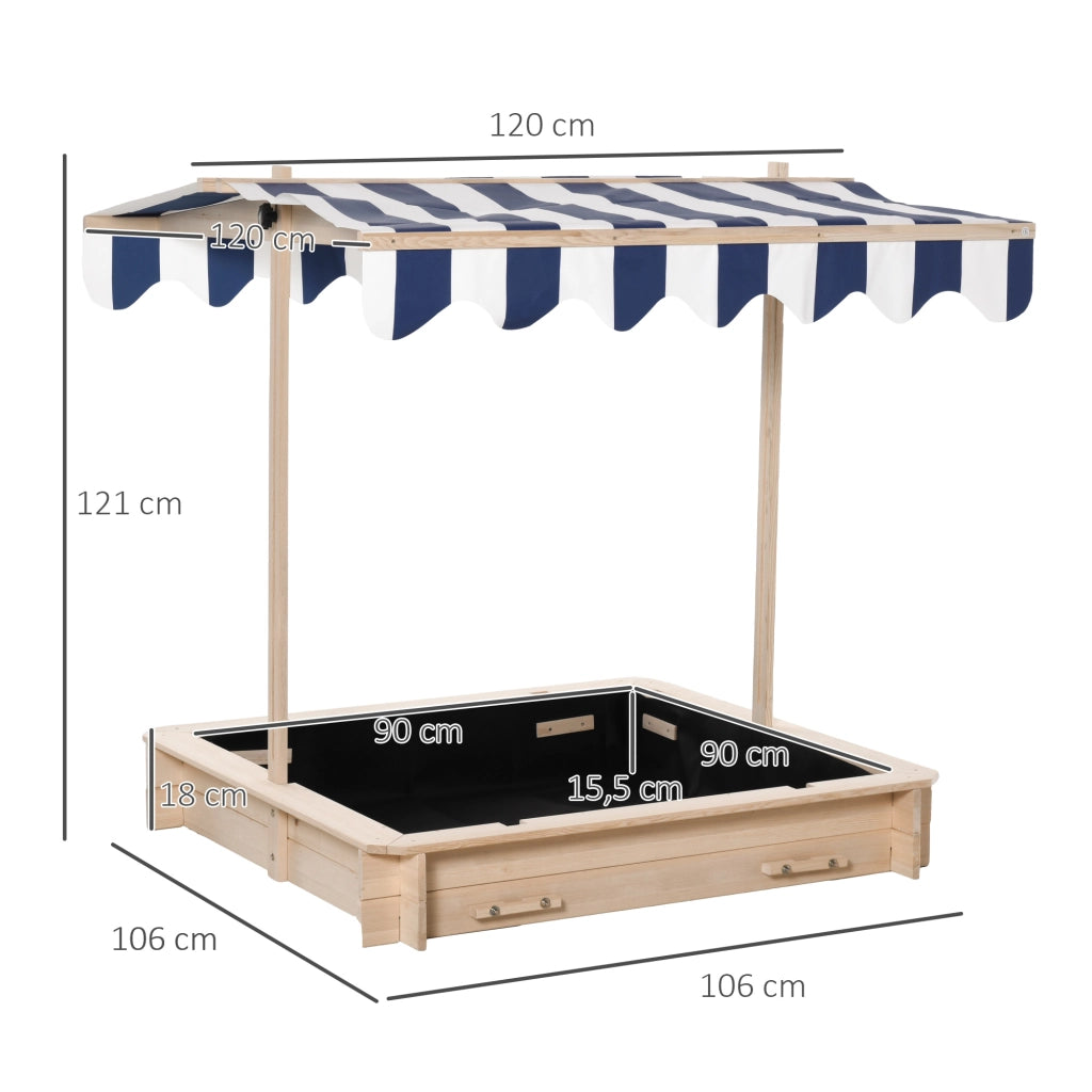 Sandbox per bambini in legno quadrata con panche e coperchio ¨C zephmum ¨C 106x106x19 cm