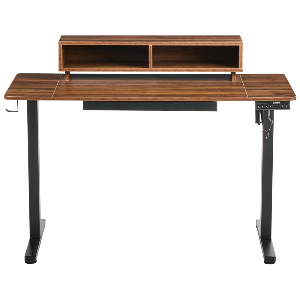 Scrivania regolabile elettricamente Piano marrone Struttura e gambe in acciaio nero 120 x 60 cm Supporto e tappetino per mouse Design moderno
