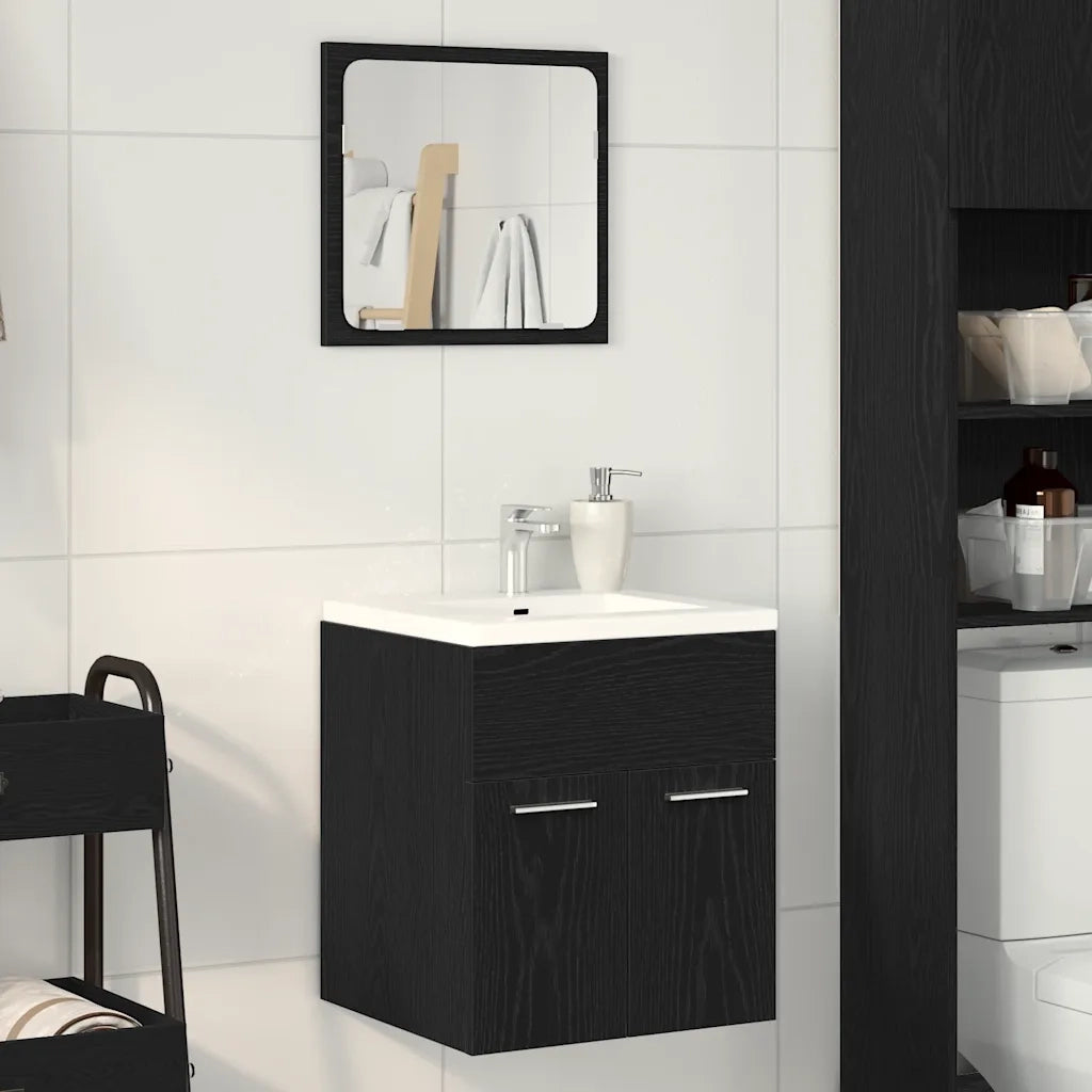 vidaXL Set Mobili da Bagno 2 pz Rovere Nero in Legno Multistrato