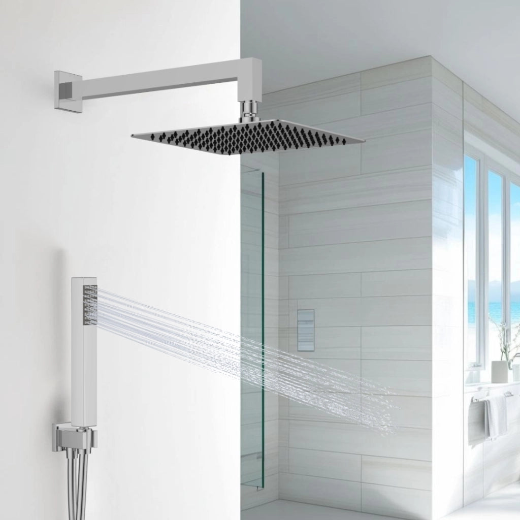 Kit doccia con soffione quadro cm 25x25 con braccio doccino e flessibile da cm 150 *** tipo di accessorio soffione 2 ...