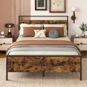 Struttura Letto Matrimoniale 200 x 140 cm, con Pediera e Testiera in Legno Industriale, Telaio da Letto con Doghe in Metallo Robusto, Carico Massimo 360 kg