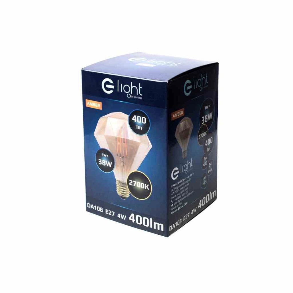 Lampadina LED Filament 4W E27 2700K Ambra Eko-Light
