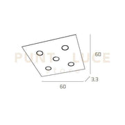 PATH PLAFONIERA 5 LUCI ATTACCO GX53 QUADRA TORTORA SCURO