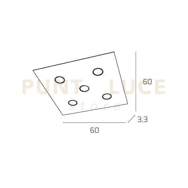 PATH PLAFONIERA 5 LUCI ATTACCO GX53 QUADRA TORTORA SCURO