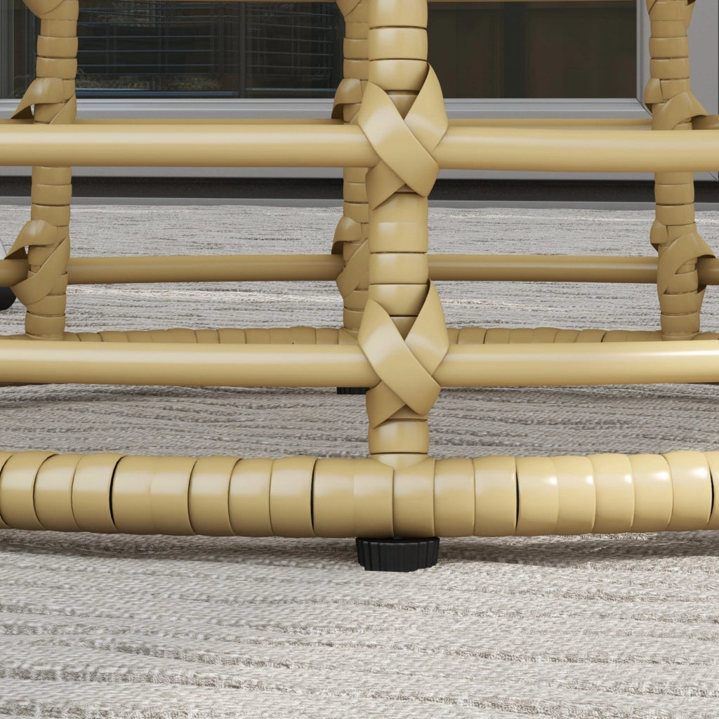 Tavolino da giardino rotondo ¨C Minimal ¨C resina effetto rattan, metallo, piano composito, ?45x50 cm