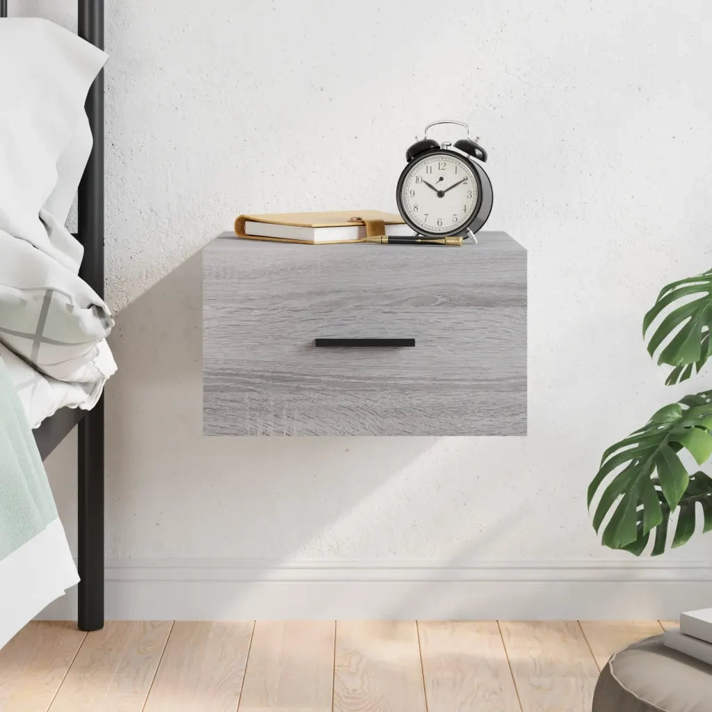 Comodino a Muro-Tavolino da notte sospeso Grigio Sonoma 35x35x20 cm 609520