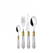 CRISTALLO Ghiera Dorata, Posate Set 24 Pz, Scatola Wengè, Casa