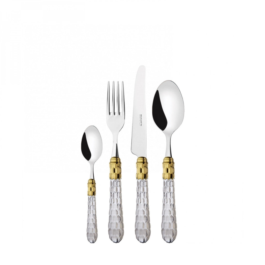 CRISTALLO Ghiera Dorata, Posate Set 24 Pz, Scatola Wengè, Casa