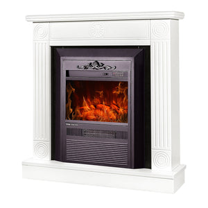 Camino Elettrico da Pavimento 86,5x82x25 cm Effetto Fiamma 2000W Donald & Cristina Bianco/nero