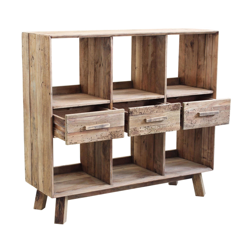 MOBILE MAXIMILLIAN IN LEGNO DI PINO 120 X 40 X H110 CM CON 6 RIPIANI
