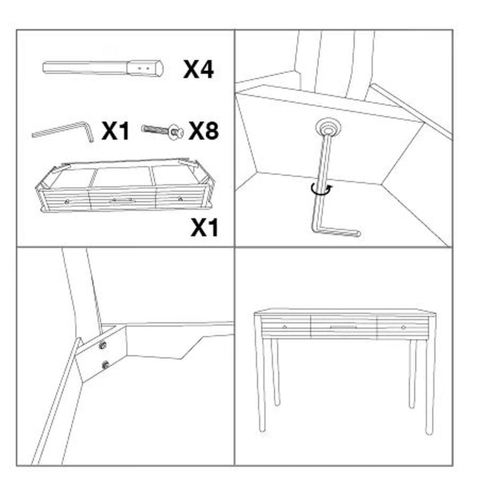 Tavolo Consolle VKH606, Bianco, Legno, 107x37x80 cm
