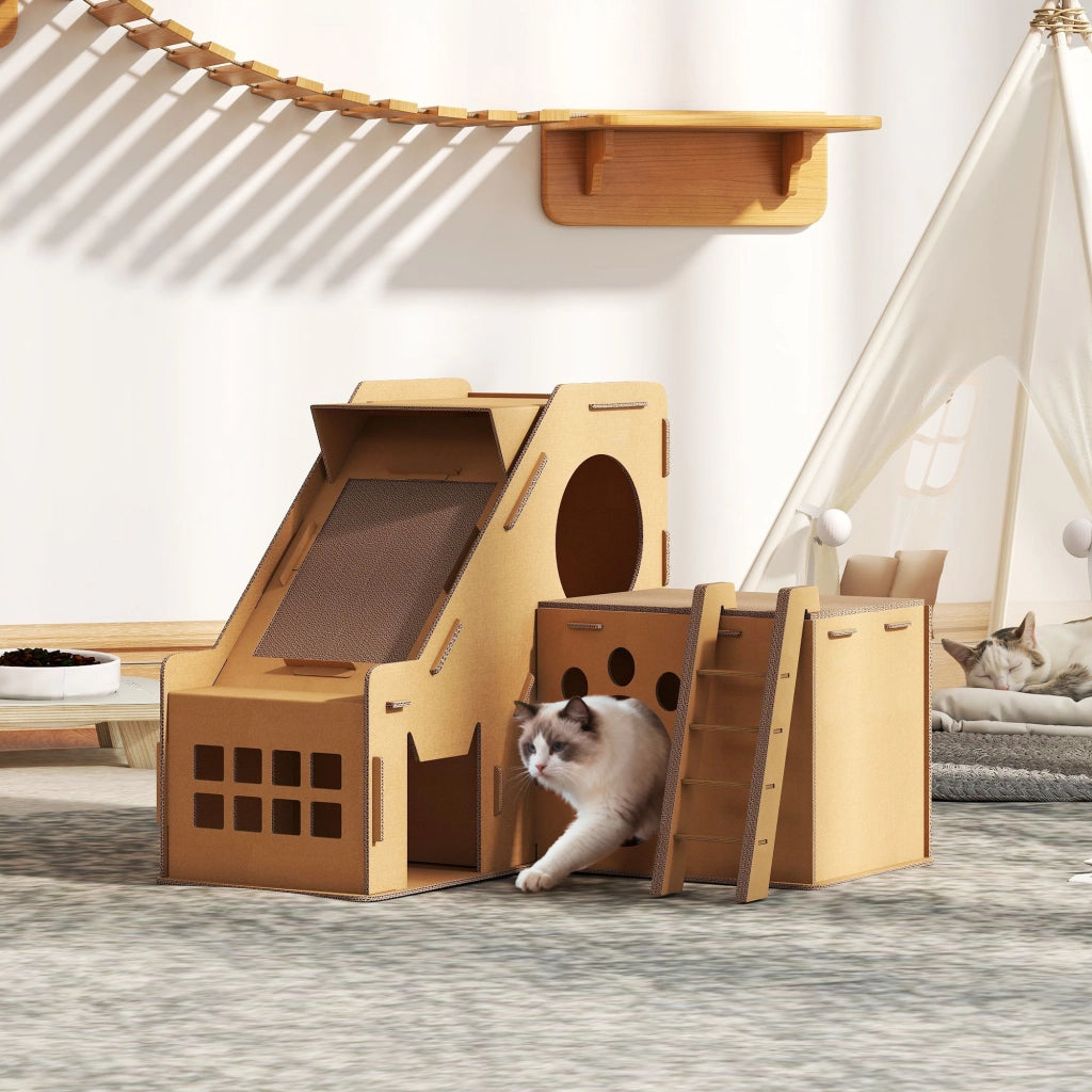 Castello Gatto Rascador 2 in 1 ¨C zephmum ¨C 67x66x57 cm Marrone