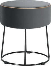Pouf Rotondo Poggiapiedi 41cm, Sgabello Moderno da Trucco con Base in Metallo, Sedile Imbottito Spesso e Piedini Antiscivolo per Toeletta, Comodino e Divano (Grigio)