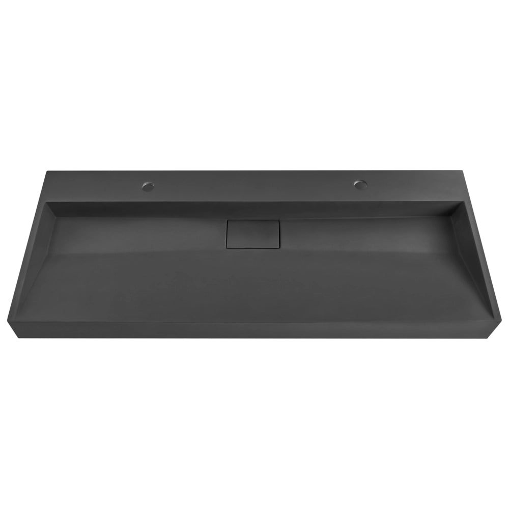 Lavabo doppio bagno classico rettangolare in ceramica finitura lucida 120 x 46 cm nero Lavello da bagno rettangolare