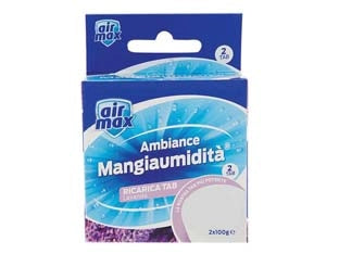 AIRMAX ASSORBIUMIDITA' MINI TAB RICARICA LAVANDA- - 2 ricariche 100 gr. ciascuna - 6 pezzi AIRMAX
