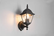 LIVENZA APPLIQUE DA ESTERNO UP 4 LATI FUSIONE DI ALLUMINIO NERA E VETRO TRASPARENTE H. 33CM IP44 1 LUCE ATTACCO E27