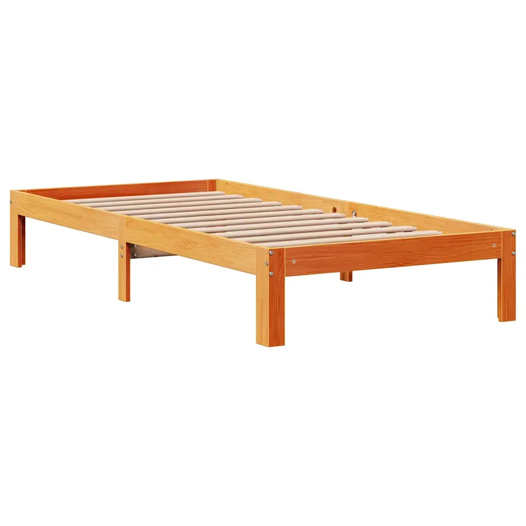 Giroletto Cassetti-Struttura Letto con contenitore Marrone Cera 90x200 cm Legno Massello Pino 569313